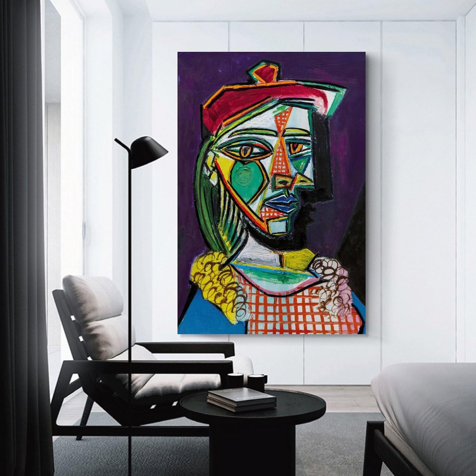 Amazon.co.jp: Pablo Picasso パブロ・ピカソ「ベレー帽とチェックの